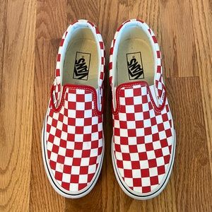 Vans Red and White Checkered Slip-On